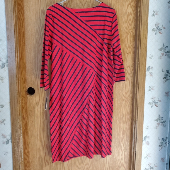 Izod red 3/4 sleeve midi in red rover combo red and blue cotton size L - Picture 7 of 10